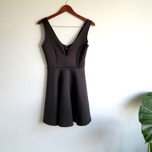 Streetwear Society Black Mini Dress With Plunge Neckline - Size US S